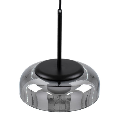 CHARLOTTE 00743 Μοντέρνο Κρεμαστό Φωτιστικό Οροφής Μονόφωτο Φιμέ Γυάλινο Μαύρο Μεταλλικό CREE LED 5W 500lm 180° AC 85-265V Θερμό Λευκό 2700K Φ23 x Υ23cm