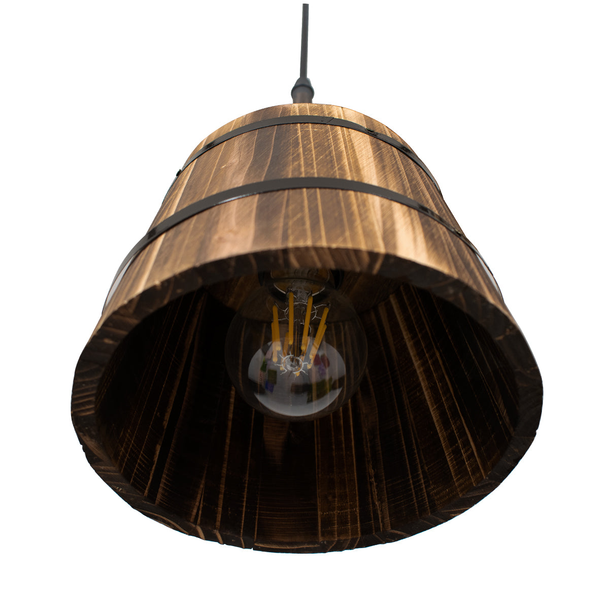 CEBU 00889 ΣΕΤ Vintage Κρεμαστό Φωτιστικό Οροφής Τρίφωτο 3 x E27 Μεταλλικό Ξύλινο Μ55.5 x Π18.5 x Y210cm