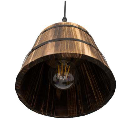 CEBU 00889 ΣΕΤ Vintage Κρεμαστό Φωτιστικό Οροφής Τρίφωτο 3 x E27 Μεταλλικό Ξύλινο Μ55.5 x Π18.5 x Y210cm