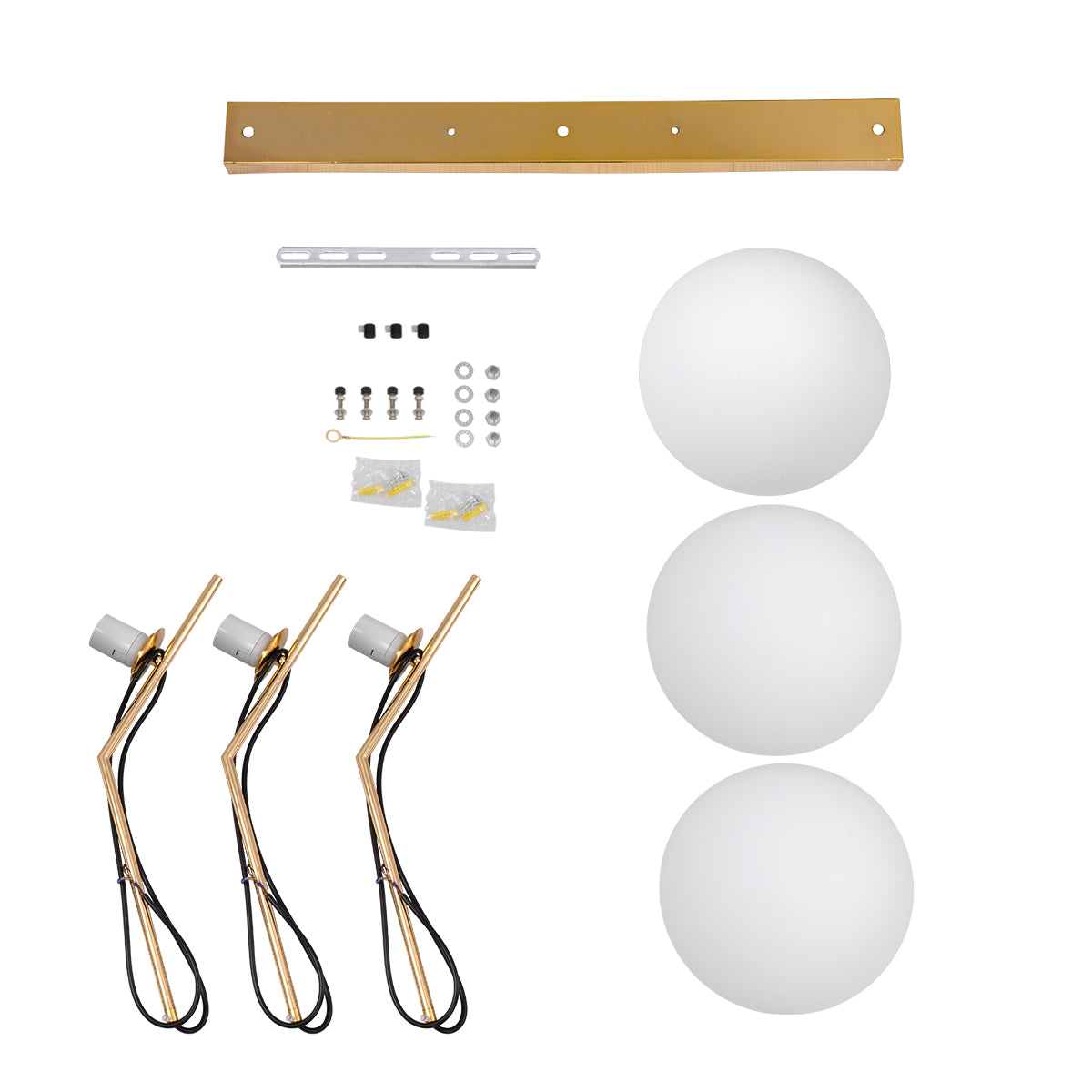 MONROE 00955 Μοντέρνο Κρεμαστό Φωτιστικό Οροφής με Ντουί 3 x E27 AC 220-240V IP20 - Χρυσό & Λευκό - Μ74 x Π25 x Υ50