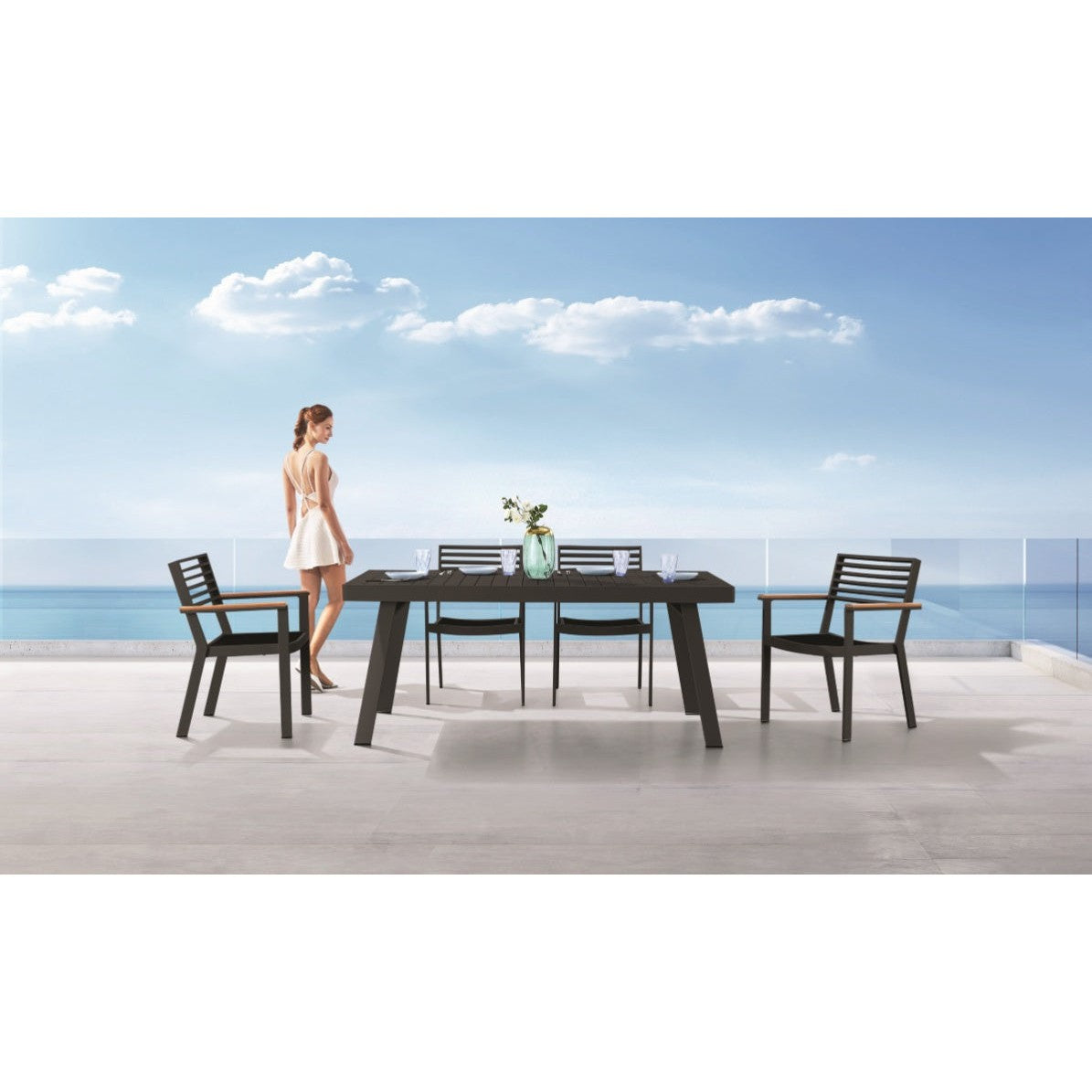 York/D7 Dining Set Ανθρακί