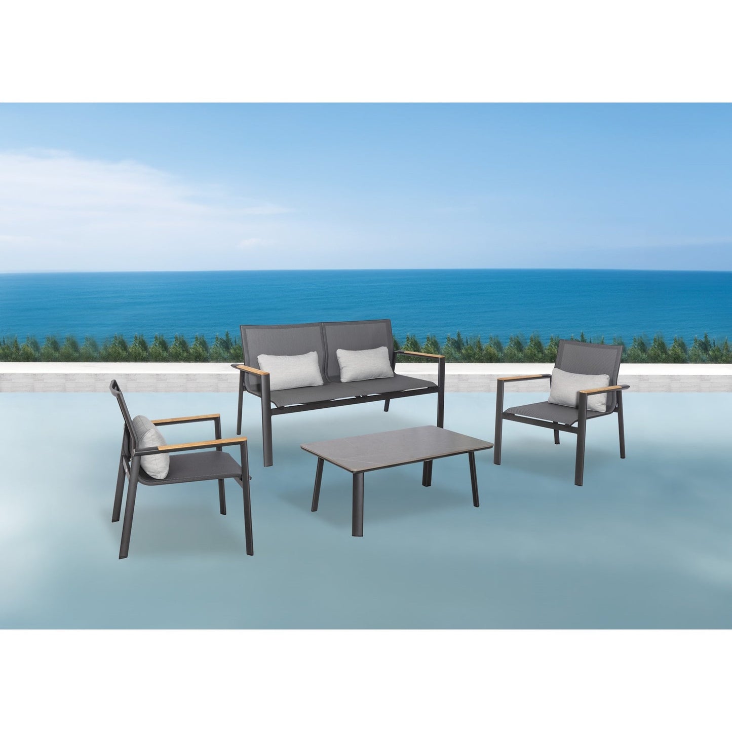 Aspen-2/Ανθρακί Lounge Set