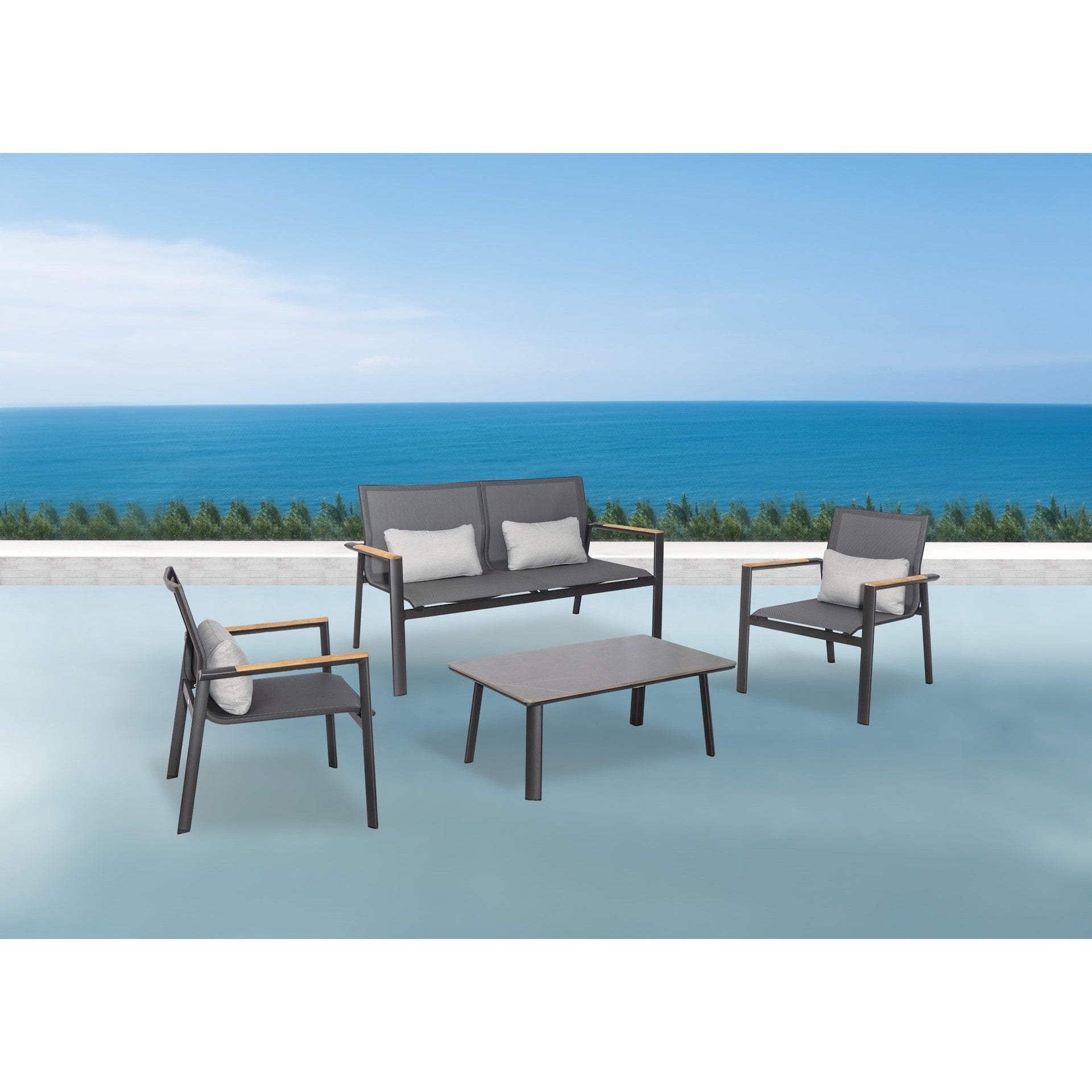 Aspen-2/Ανθρακί Lounge Set