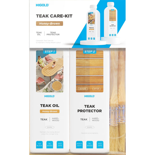 Teak Λάδι Σετ σε Μελί-Καφέ Χρώμα