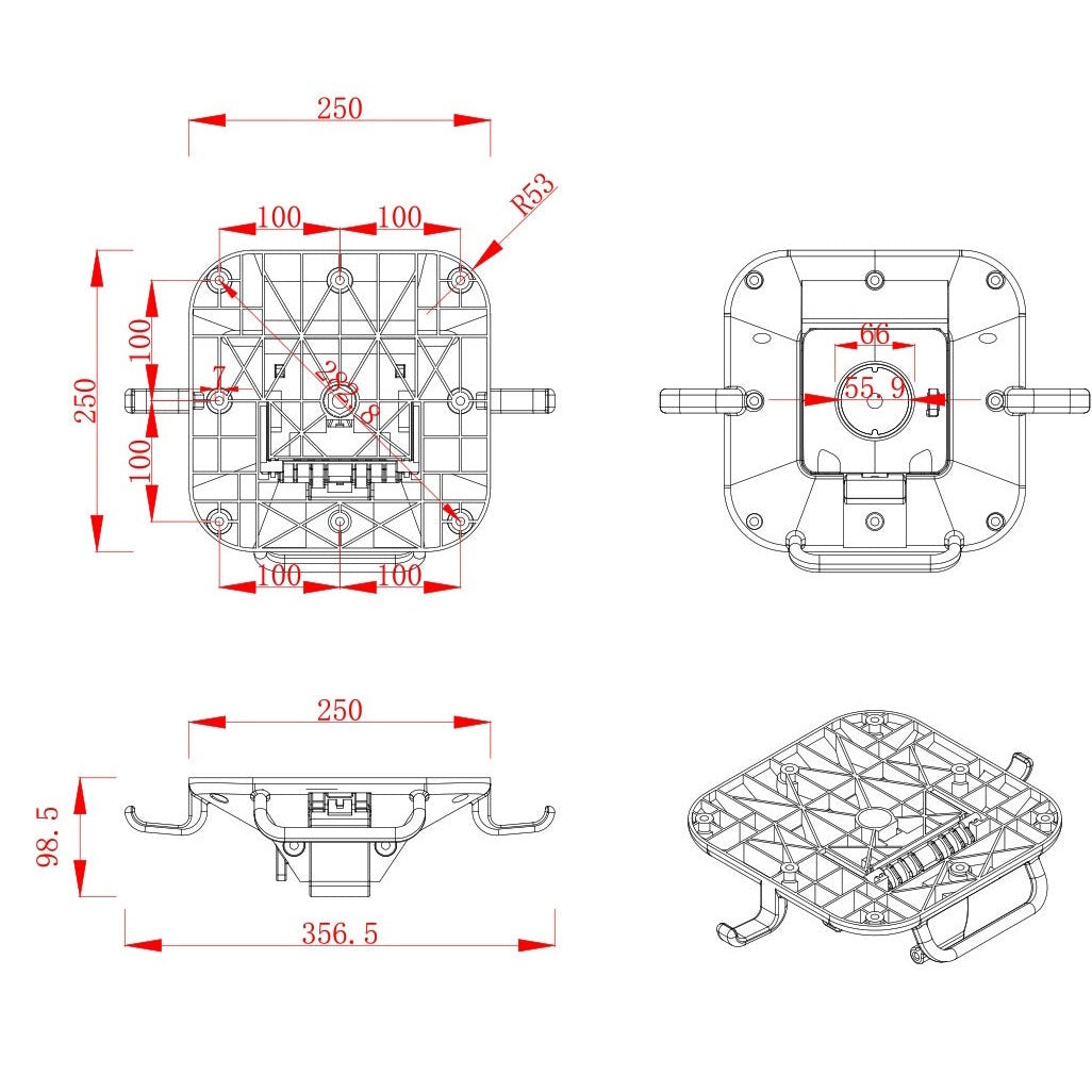 Elsa/R Folding Βάση Τραπεζιού Μαύρη 60x60x72