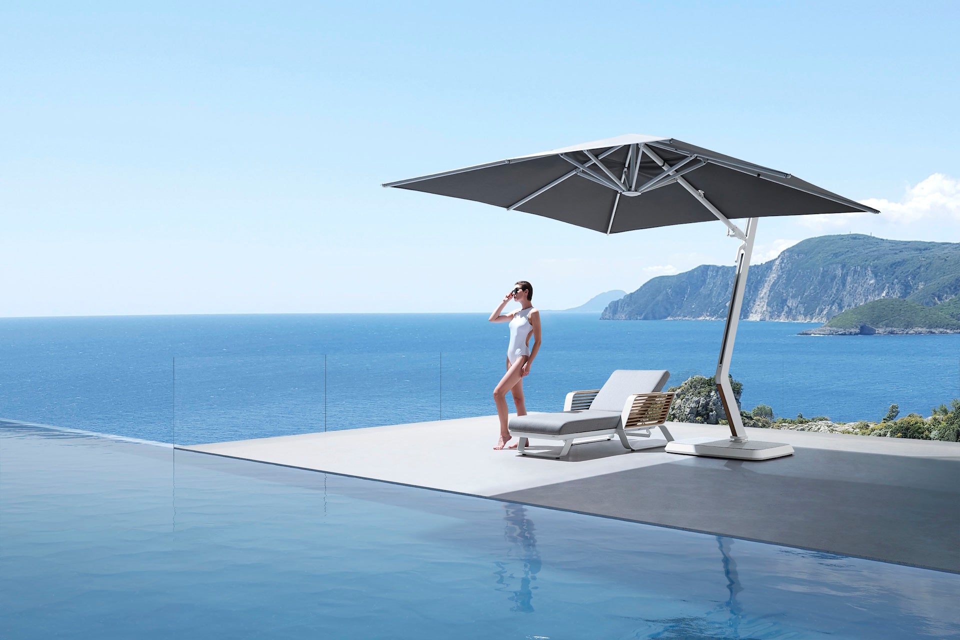 Wing/C-3x3m DELUXE Γωνιακή Ομπρέλα 300x300x277