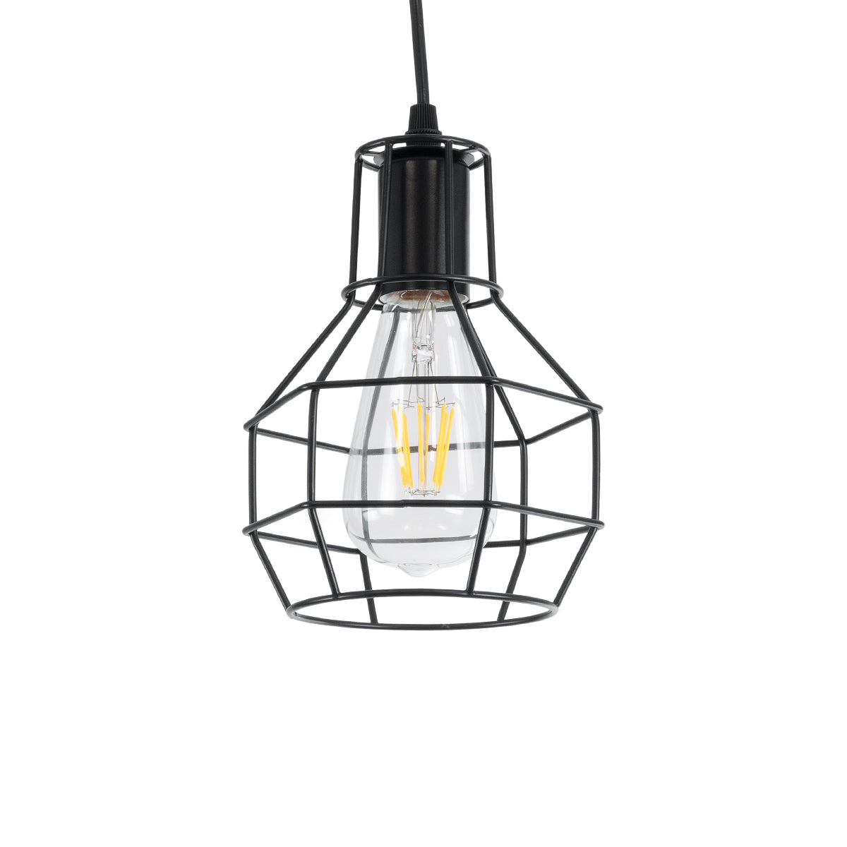 CAGE 01017 Vintage Κρεμαστό Φωτιστικό Οροφής με Ντουί 1 x E27 AC 220-240V IP20 - Μαύρο - Μ15 x Π15 x Υ20