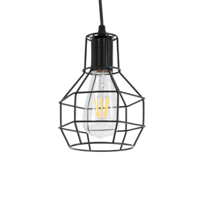 CAGE 01017 Vintage Κρεμαστό Φωτιστικό Οροφής με Ντουί 1 x E27 AC 220-240V IP20 - Μαύρο - Μ15 x Π15 x Υ20