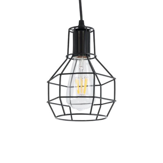 CAGE 01017 Vintage Κρεμαστό Φωτιστικό Οροφής με Ντουί 1 x E27 AC 220-240V IP20 - Μαύρο - Μ15 x Π15 x Υ20