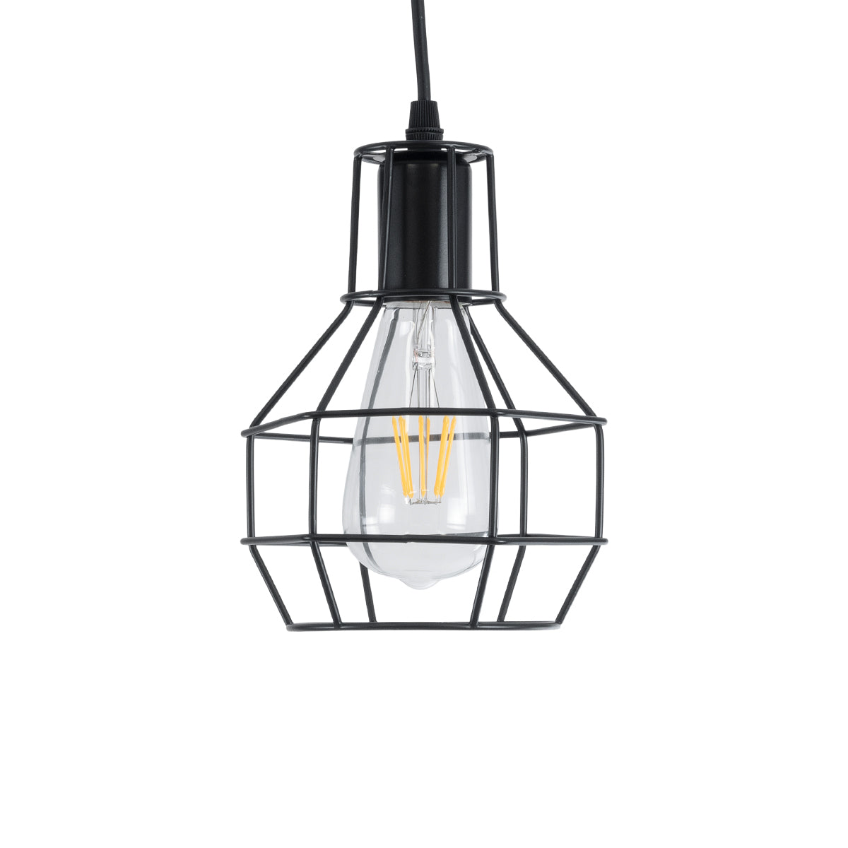 CAGE 01017 Vintage Κρεμαστό Φωτιστικό Οροφής με Ντουί 1 x E27 AC 220-240V IP20 - Μαύρο - Μ15 x Π15 x Υ20