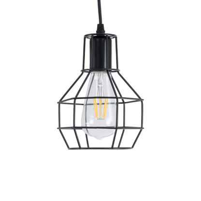 CAGE 01017 Vintage Κρεμαστό Φωτιστικό Οροφής με Ντουί 1 x E27 AC 220-240V IP20 - Μαύρο - Μ15 x Π15 x Υ20