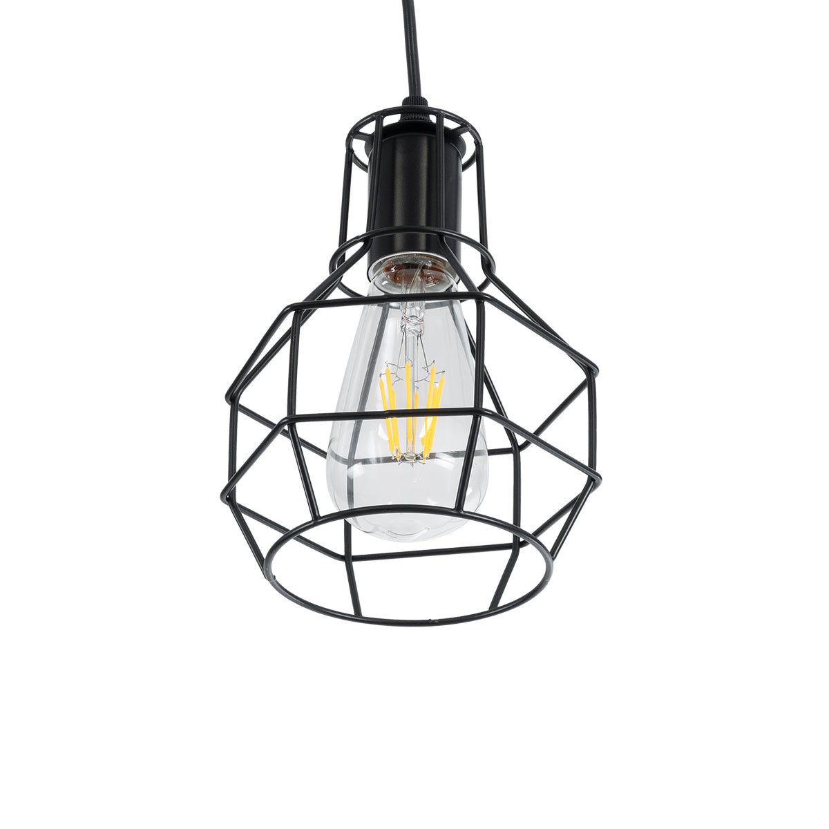 CAGE 01017 Vintage Κρεμαστό Φωτιστικό Οροφής με Ντουί 1 x E27 AC 220-240V IP20 - Μαύρο - Μ15 x Π15 x Υ20