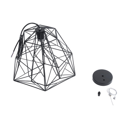 GRID 01022 Vintage Κρεμαστό Φωτιστικό Οροφής με Ντουί 1 x E27 AC 220-240V IP20 - Μαύρο - Μ40 x Π40 x Υ33