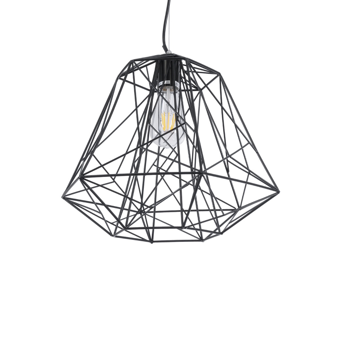 GRID 01022 Vintage Κρεμαστό Φωτιστικό Οροφής με Ντουί 1 x E27 AC 220-240V IP20 - Μαύρο - Μ40 x Π40 x Υ33