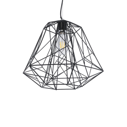 GRID 01022 Vintage Κρεμαστό Φωτιστικό Οροφής με Ντουί 1 x E27 AC 220-240V IP20 - Μαύρο - Μ40 x Π40 x Υ33