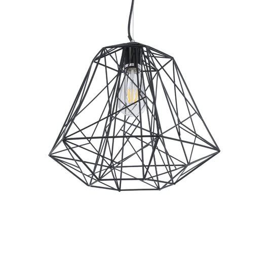 GRID 01022 Vintage Κρεμαστό Φωτιστικό Οροφής με Ντουί 1 x E27 AC 220-240V IP20 - Μαύρο - Μ40 x Π40 x Υ33