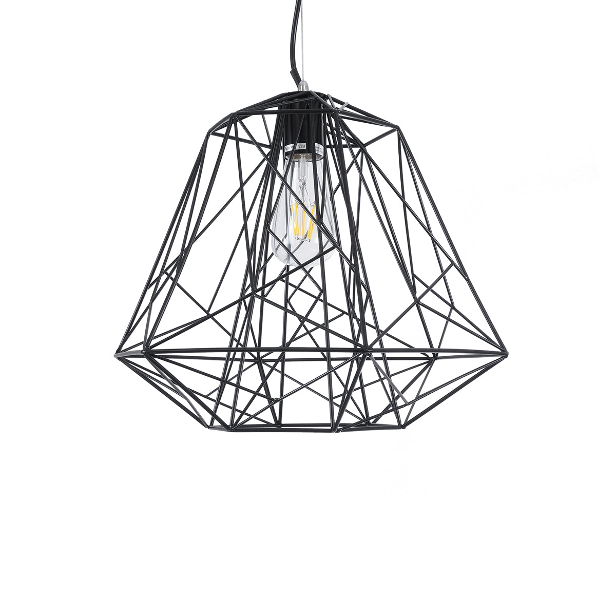 GRID 01022 Vintage Κρεμαστό Φωτιστικό Οροφής με Ντουί 1 x E27 AC 220-240V IP20 - Μαύρο - Μ40 x Π40 x Υ33