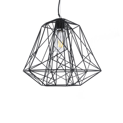 GRID 01022 Vintage Κρεμαστό Φωτιστικό Οροφής με Ντουί 1 x E27 AC 220-240V IP20 - Μαύρο - Μ40 x Π40 x Υ33