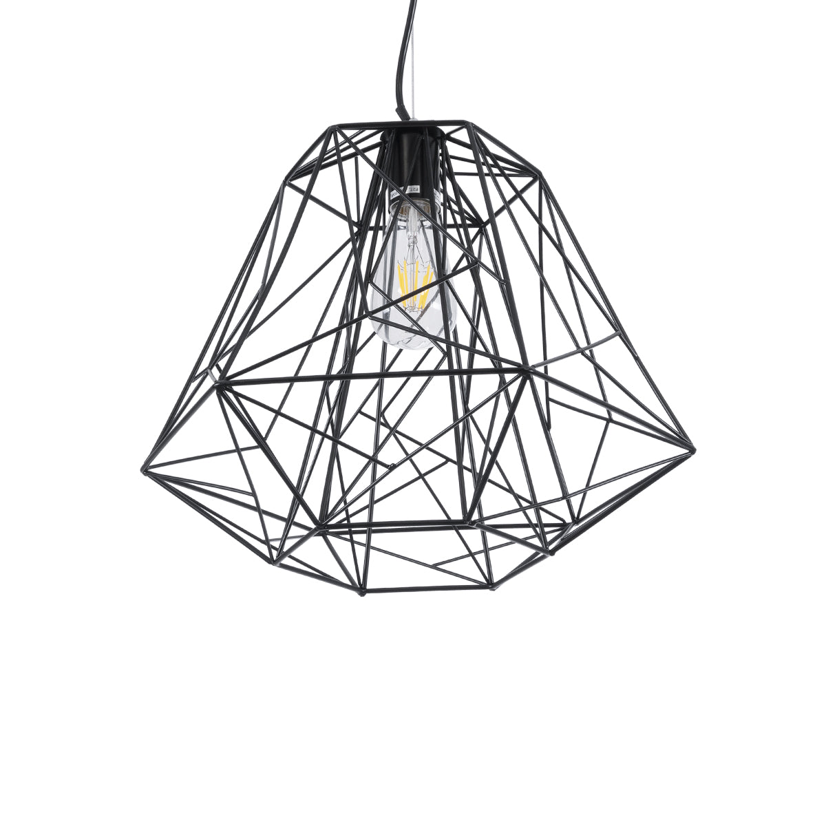 GRID 01022 Vintage Κρεμαστό Φωτιστικό Οροφής με Ντουί 1 x E27 AC 220-240V IP20 - Μαύρο - Μ40 x Π40 x Υ33