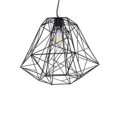 GRID 01022 Vintage Κρεμαστό Φωτιστικό Οροφής με Ντουί 1 x E27 AC 220-240V IP20 - Μαύρο - Μ40 x Π40 x Υ33