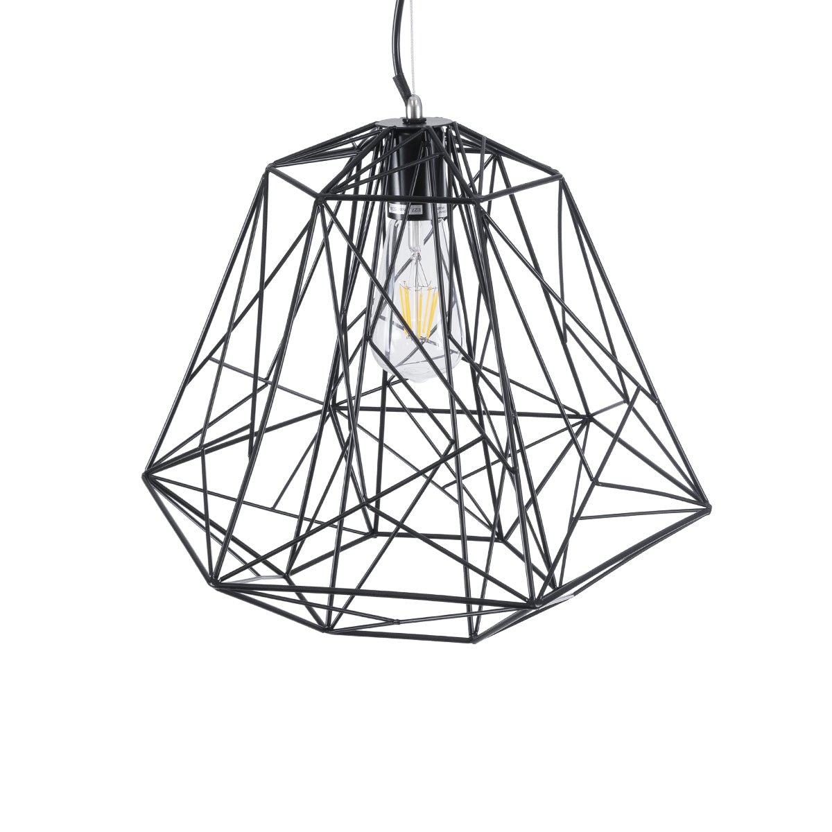 GRID 01022 Vintage Κρεμαστό Φωτιστικό Οροφής με Ντουί 1 x E27 AC 220-240V IP20 - Μαύρο - Μ40 x Π40 x Υ33