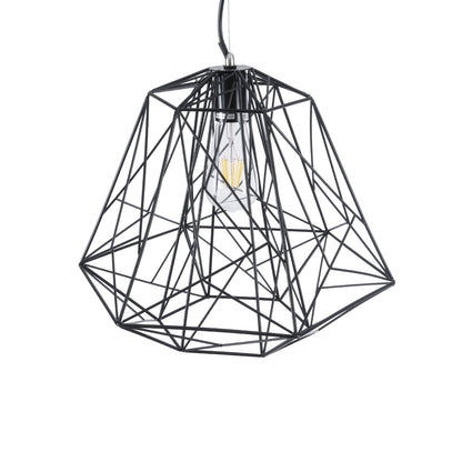 GRID 01022 Vintage Κρεμαστό Φωτιστικό Οροφής με Ντουί 1 x E27 AC 220-240V IP20 - Μαύρο - Μ40 x Π40 x Υ33