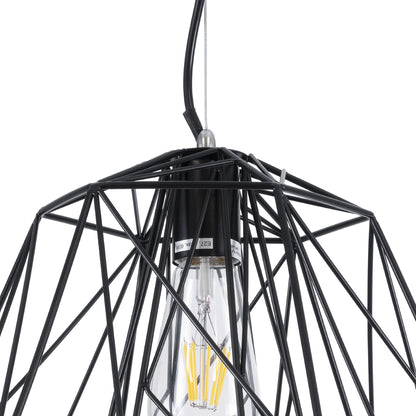 GRID 01022 Vintage Κρεμαστό Φωτιστικό Οροφής με Ντουί 1 x E27 AC 220-240V IP20 - Μαύρο - Μ40 x Π40 x Υ33