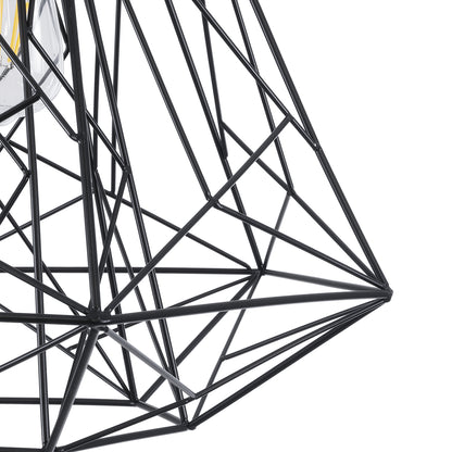 GRID 01022 Vintage Κρεμαστό Φωτιστικό Οροφής με Ντουί 1 x E27 AC 220-240V IP20 - Μαύρο - Μ40 x Π40 x Υ33