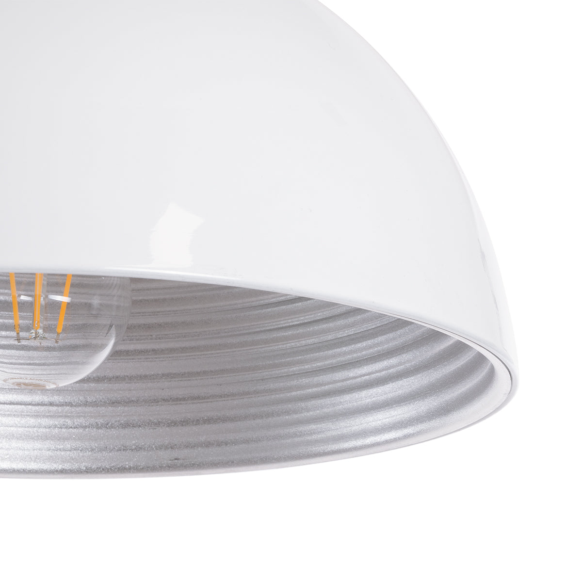 CHIME 01030 Μοντέρνο Κρεμαστό Φωτιστικό Καμπάνα Μονόφωτο 1 x E27 IP20 Λευκό Μέταλλο - Μ30 x Π30 x Υ16cm