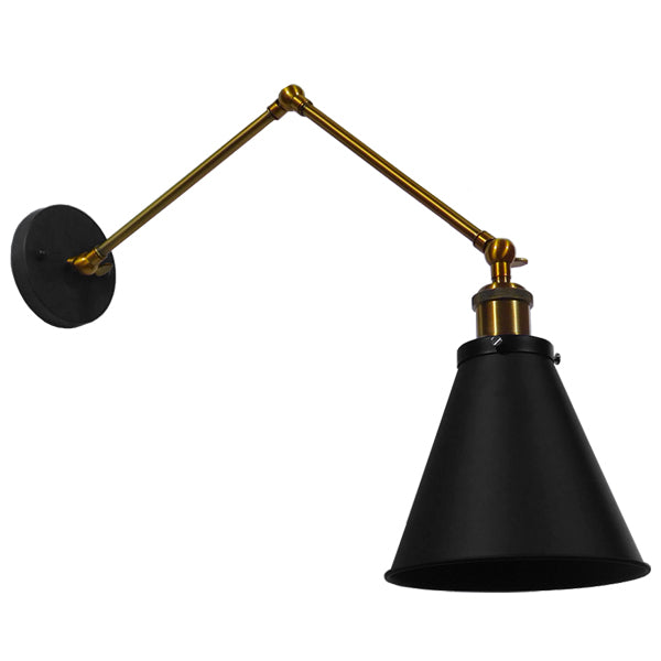 CRUCE 01037 Vintage Φωτιστικό Τοίχου - Απλίκα με Ντουί 1 x E27 AC 220-240V IP20 - Μαύρο & Χρυσό - Μ19 x Π63 x Υ77