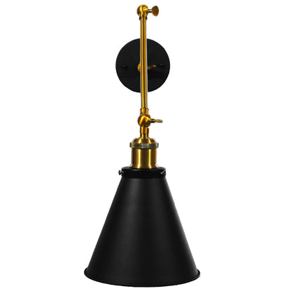 CRUCE 01037 Vintage Φωτιστικό Τοίχου - Απλίκα με Ντουί 1 x E27 AC 220-240V IP20 - Μαύρο & Χρυσό - Μ19 x Π63 x Υ77