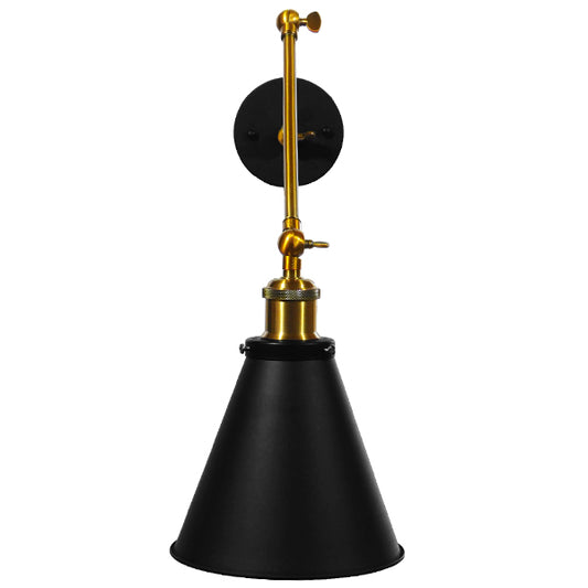 CRUCE 01037 Vintage Φωτιστικό Τοίχου - Απλίκα με Ντουί 1 x E27 AC 220-240V IP20 - Μαύρο & Χρυσό - Μ19 x Π63 x Υ77