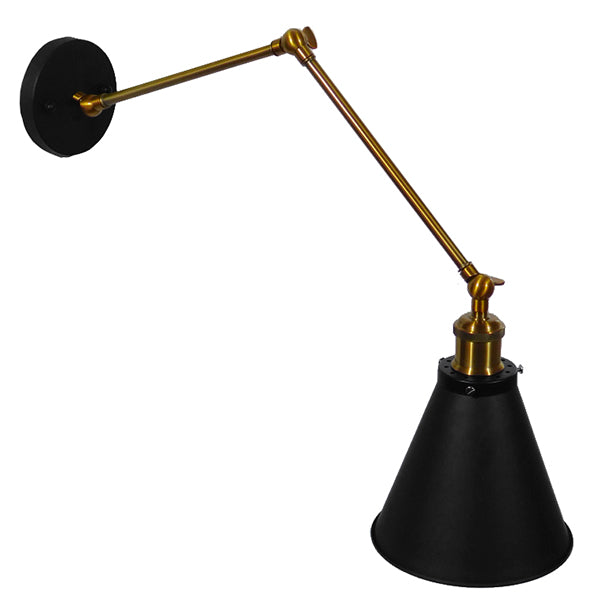 CRUCE 01037 Vintage Φωτιστικό Τοίχου - Απλίκα με Ντουί 1 x E27 AC 220-240V IP20 - Μαύρο & Χρυσό - Μ19 x Π63 x Υ77