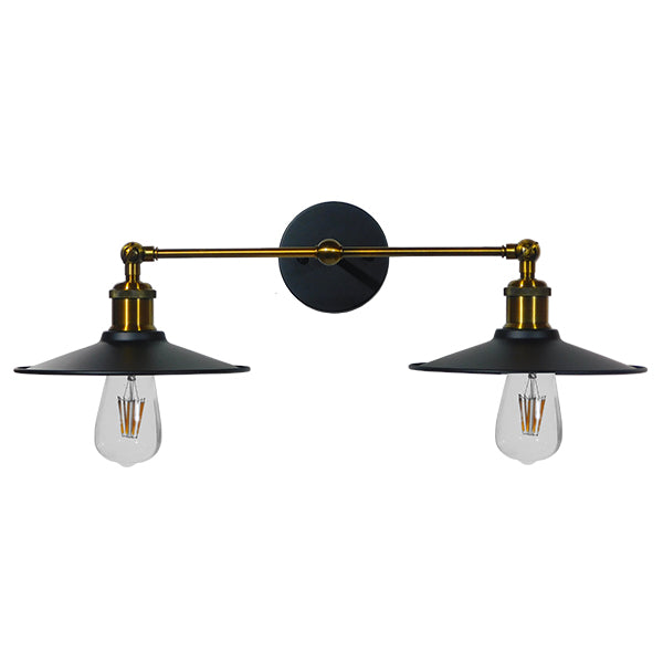 MINIMALL 01069 Vintage Φωτιστικό Τοίχου - Απλίκα με Ντουί 2 x E27 AC 220-240V IP20 - Μαύρο & Χρυσό - Μ30 x Π60 x Υ18