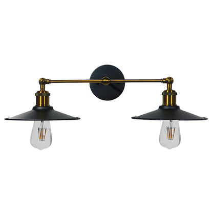 MINIMALL 01069 Vintage Φωτιστικό Τοίχου - Απλίκα με Ντουί 2 x E27 AC 220-240V IP20 - Μαύρο & Χρυσό - Μ30 x Π60 x Υ18