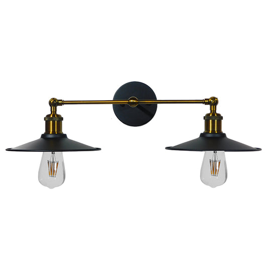 MINIMALL 01069 Vintage Φωτιστικό Τοίχου - Απλίκα με Ντουί 2 x E27 AC 220-240V IP20 - Μαύρο & Χρυσό - Μ30 x Π60 x Υ18