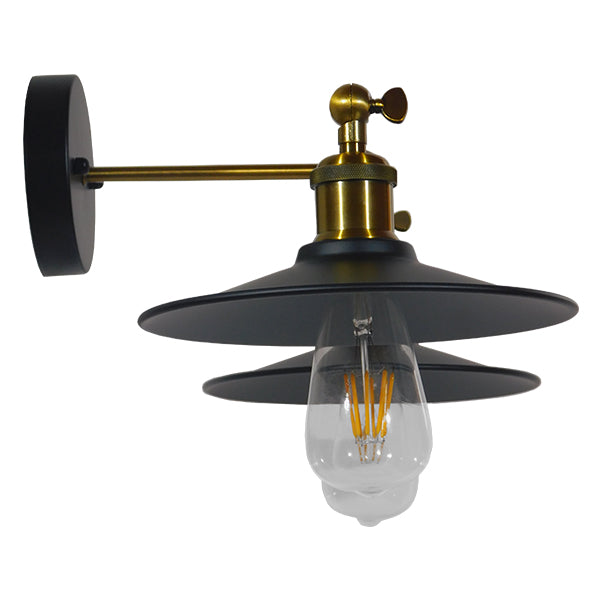 MINIMALL 01069 Vintage Φωτιστικό Τοίχου - Απλίκα με Ντουί 2 x E27 AC 220-240V IP20 - Μαύρο & Χρυσό - Μ30 x Π60 x Υ18