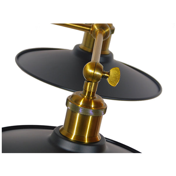 MINIMALL 01069 Vintage Φωτιστικό Τοίχου - Απλίκα με Ντουί 2 x E27 AC 220-240V IP20 - Μαύρο & Χρυσό - Μ30 x Π60 x Υ18