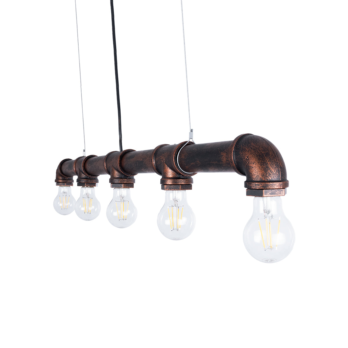 CANAL 01070 Vintage Κρεμαστό Φωτιστικό Οροφής με Ντουί 5 x E27 AC 220-240V IP20 - Χάλκινο Εφέ Σκουριάς - Μ88 x Π5 x Υ7