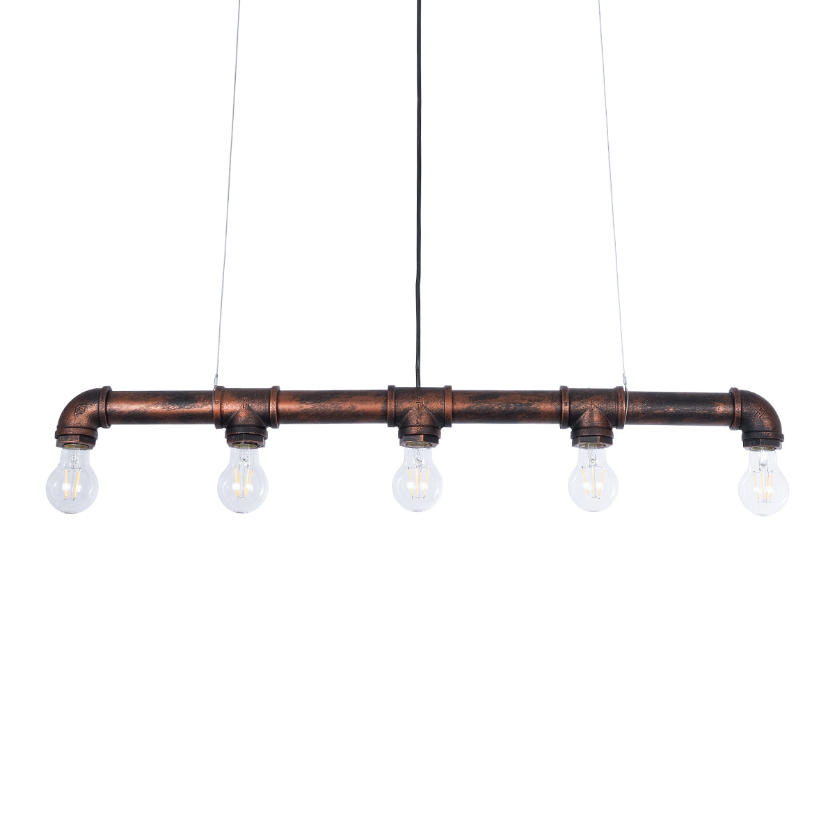CANAL 01070 Vintage Κρεμαστό Φωτιστικό Οροφής με Ντουί 5 x E27 AC 220-240V IP20 - Χάλκινο Εφέ Σκουριάς - Μ88 x Π5 x Υ7
