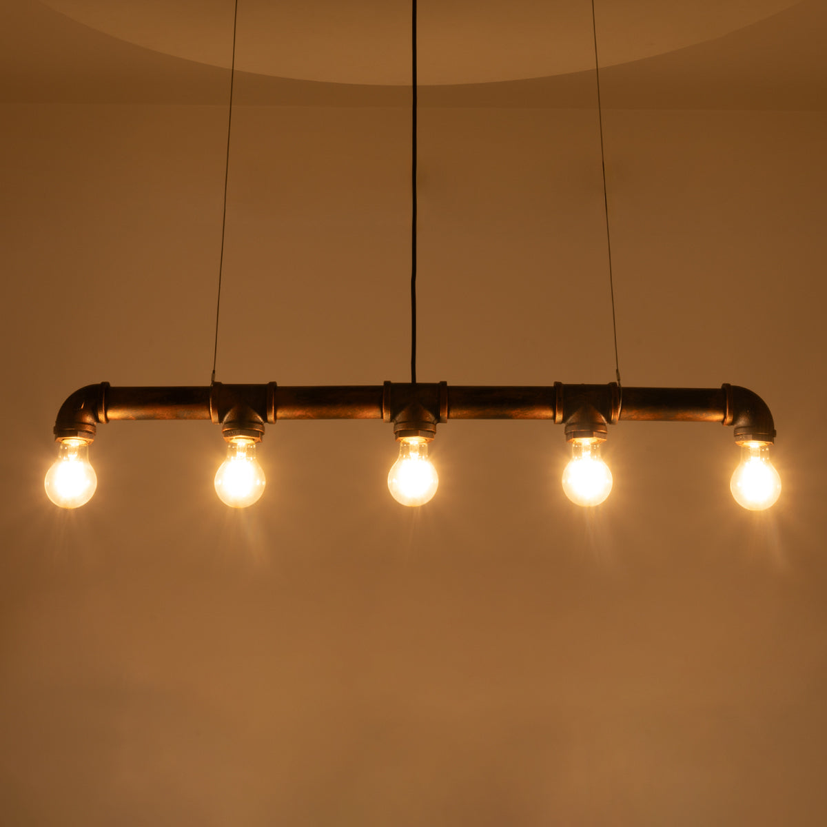 CANAL 01070 Vintage Κρεμαστό Φωτιστικό Οροφής με Ντουί 5 x E27 AC 220-240V IP20 - Χάλκινο Εφέ Σκουριάς - Μ88 x Π5 x Υ7