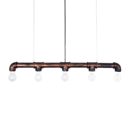 CANAL 01070 Vintage Κρεμαστό Φωτιστικό Οροφής με Ντουί 5 x E27 AC 220-240V IP20 - Χάλκινο Εφέ Σκουριάς - Μ88 x Π5 x Υ7