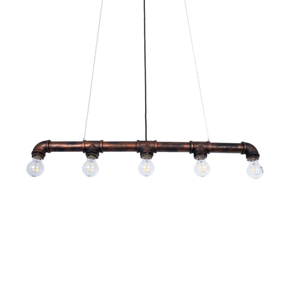 CANAL 01070 Vintage Κρεμαστό Φωτιστικό Οροφής με Ντουί 5 x E27 AC 220-240V IP20 - Χάλκινο Εφέ Σκουριάς - Μ88 x Π5 x Υ7