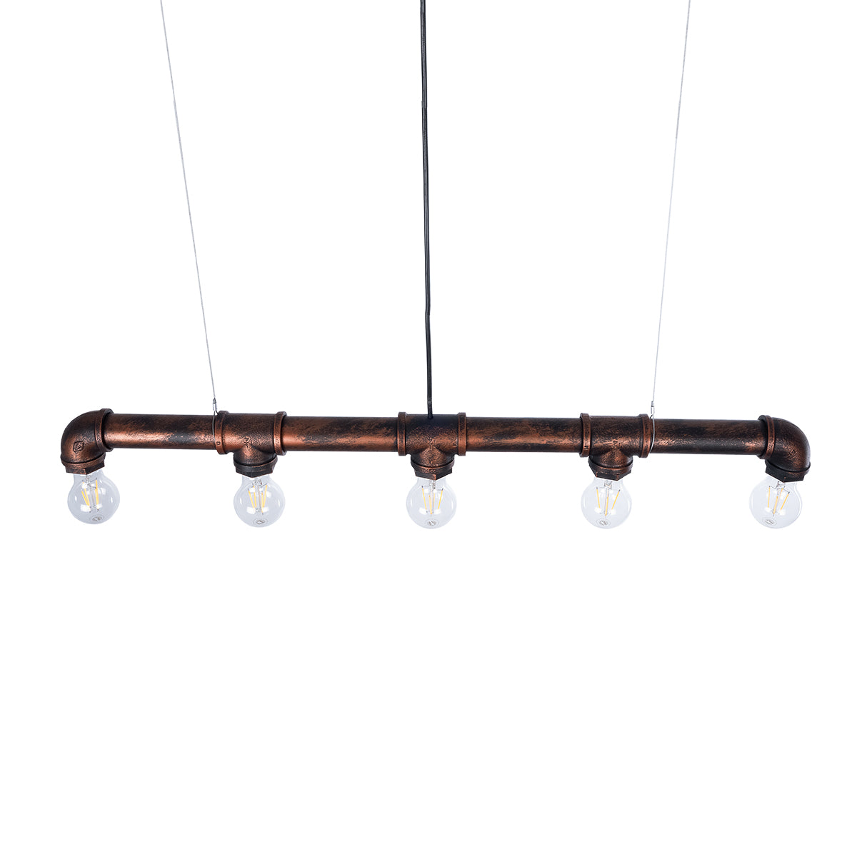 CANAL 01070 Vintage Κρεμαστό Φωτιστικό Οροφής με Ντουί 5 x E27 AC 220-240V IP20 - Χάλκινο Εφέ Σκουριάς - Μ88 x Π5 x Υ7