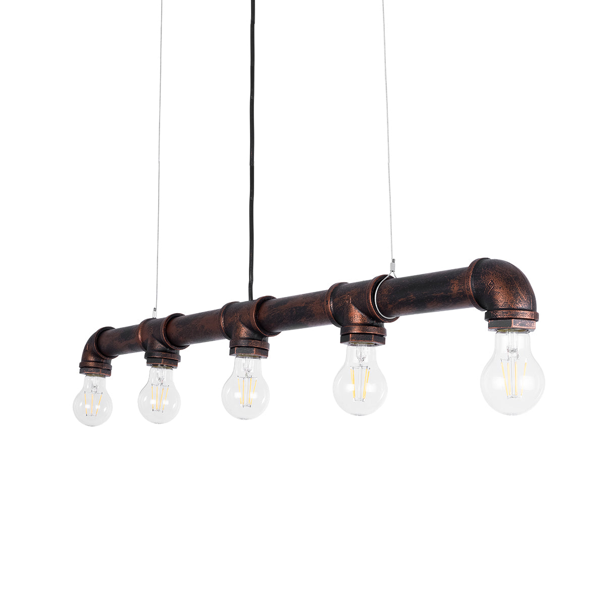 CANAL 01070 Vintage Κρεμαστό Φωτιστικό Οροφής με Ντουί 5 x E27 AC 220-240V IP20 - Χάλκινο Εφέ Σκουριάς - Μ88 x Π5 x Υ7