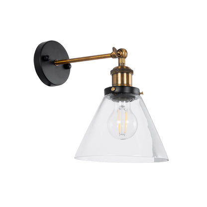 BINGLEY 01074 Vintage Φωτιστικό Τοίχου - Απλίκα με Ντουί 1 x E27 AC 220-240V IP20 - Διάφανο & Χρυσό - Μ18 x Π28 x Υ25