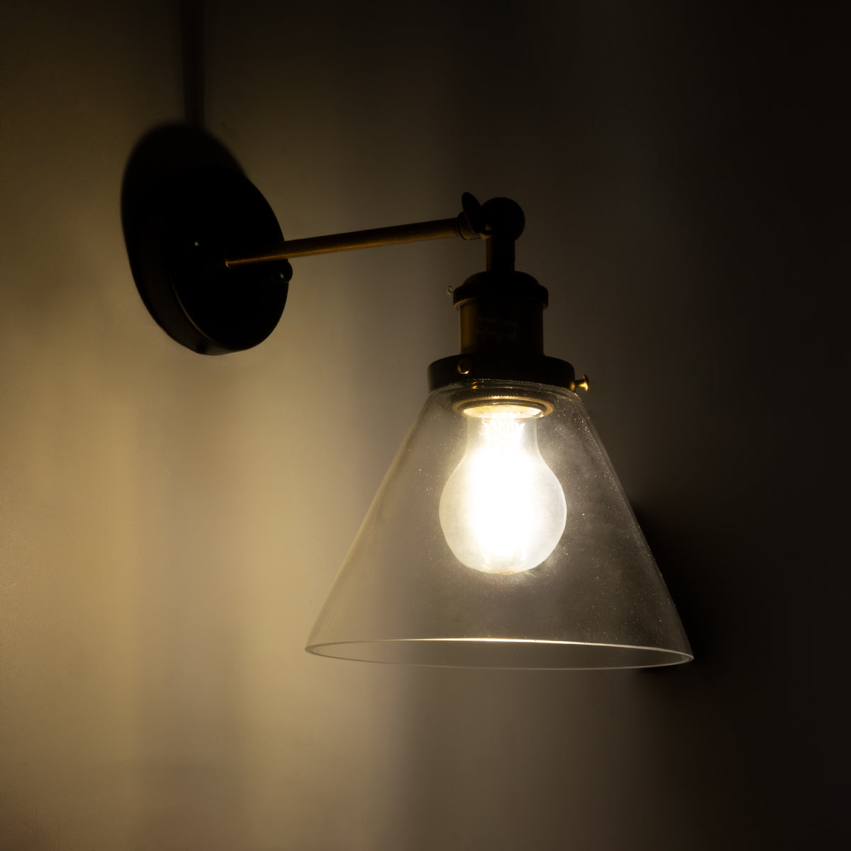 BINGLEY 01074 Vintage Φωτιστικό Τοίχου - Απλίκα με Ντουί 1 x E27 AC 220-240V IP20 - Διάφανο & Χρυσό - Μ18 x Π28 x Υ25