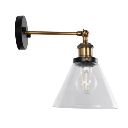 BINGLEY 01074 Vintage Φωτιστικό Τοίχου - Απλίκα με Ντουί 1 x E27 AC 220-240V IP20 - Διάφανο & Χρυσό - Μ18 x Π28 x Υ25