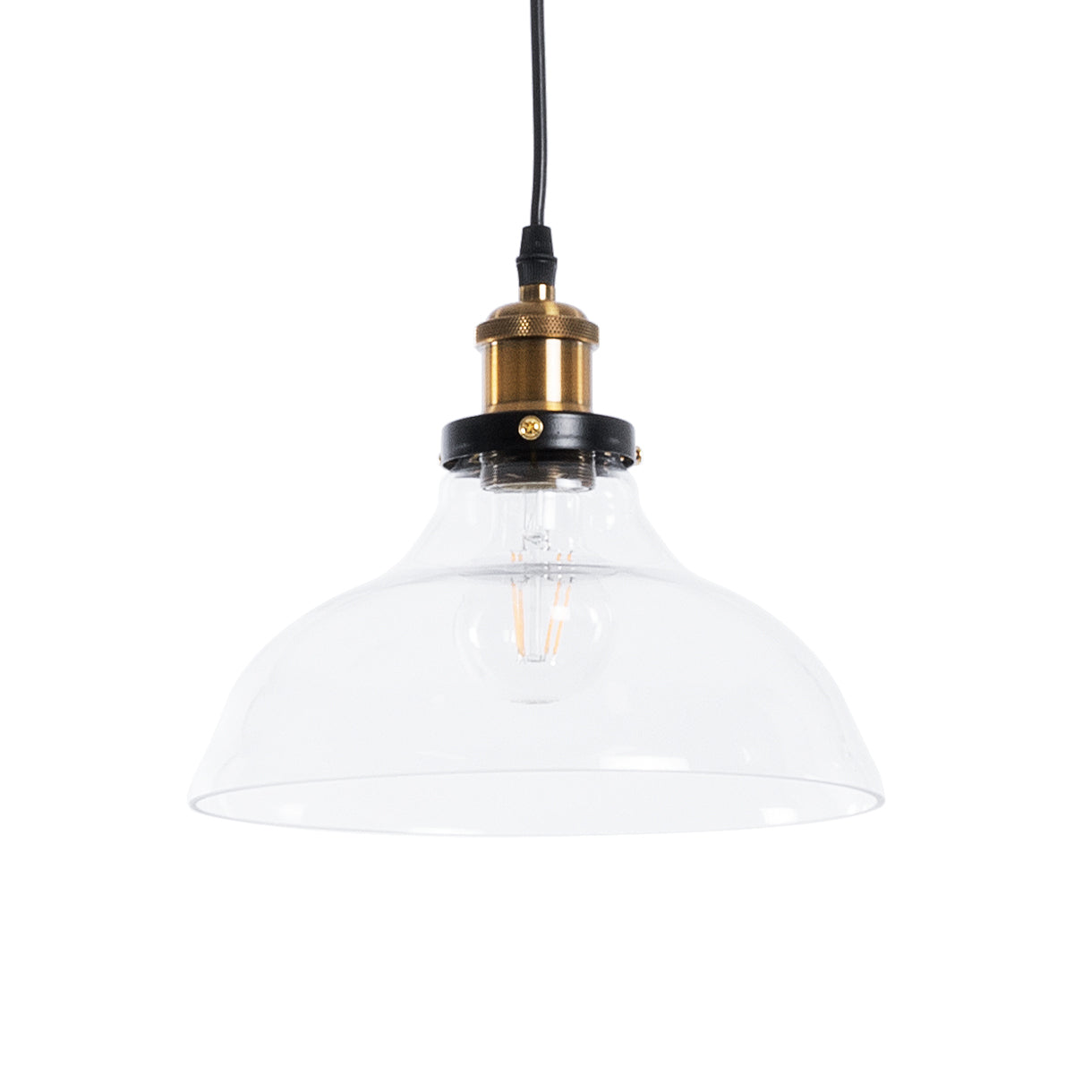 BINGLEY 01075 Vintage Κρεμαστό Φωτιστικό Οροφής με Ντουί 1 x E27 AC 220-240V IP20 - Διάφανο & Χρυσό - Μ24.5 x Π24.5 x Υ15