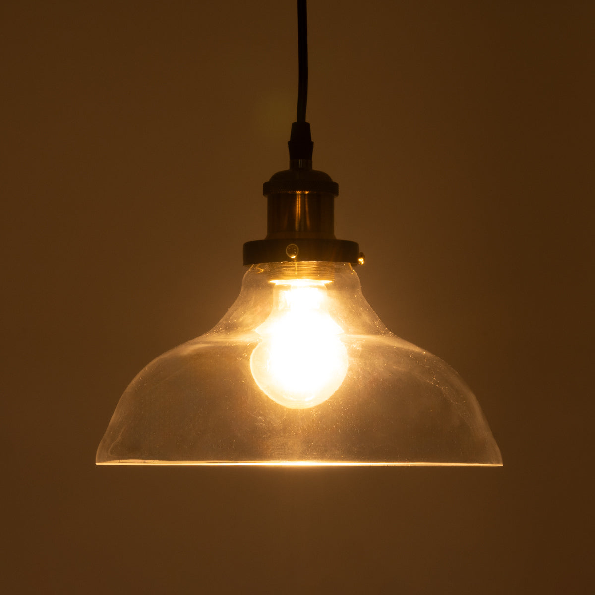 BINGLEY 01075 Vintage Κρεμαστό Φωτιστικό Οροφής με Ντουί 1 x E27 AC 220-240V IP20 - Διάφανο & Χρυσό - Μ24.5 x Π24.5 x Υ15